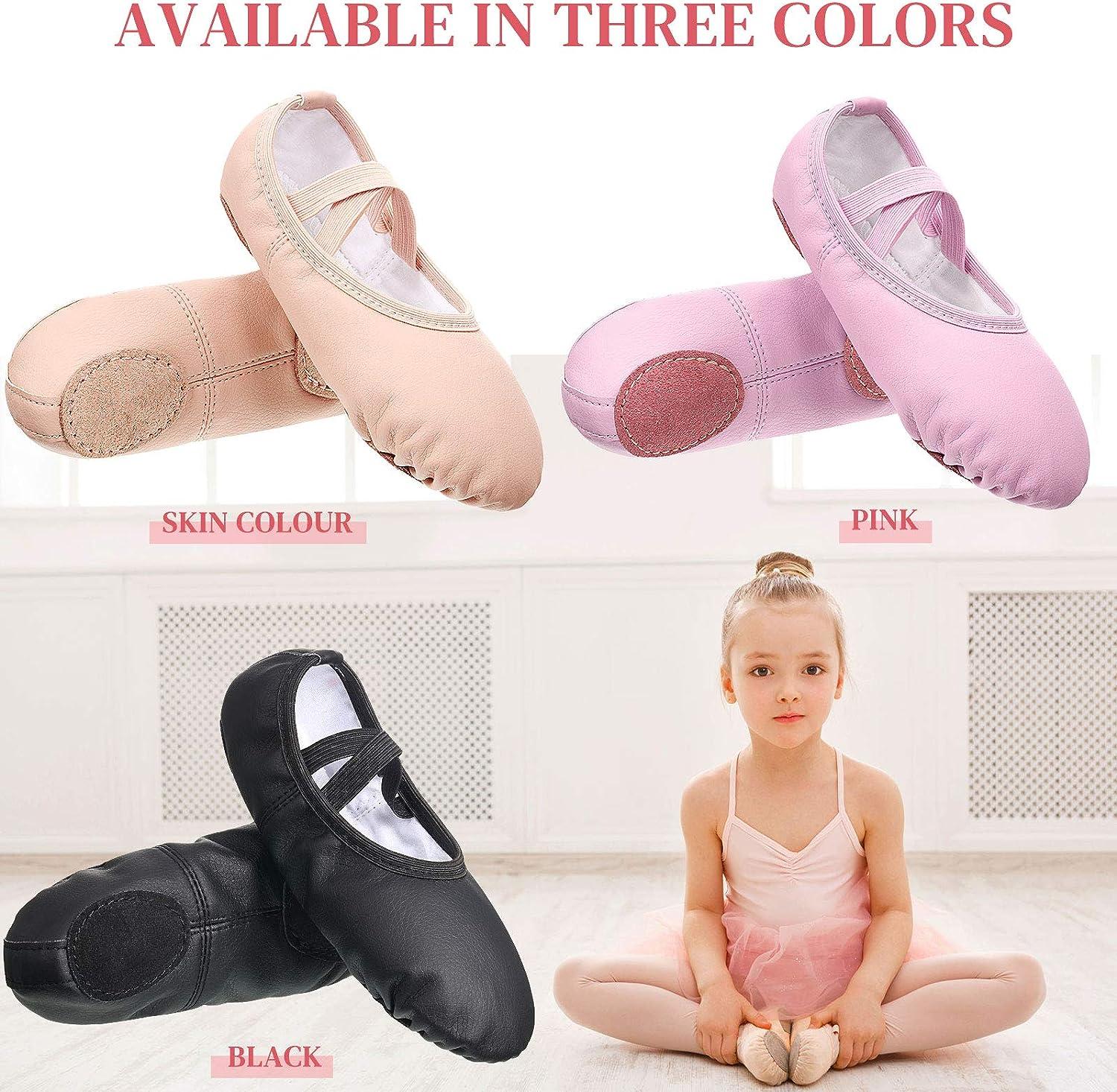 SATINIOR 3 Pairs Ballet Shoes for Girls Toddlers Practice Shoes Ballet Shoe  Yoga Shoes 3 Colors Ballet Slippers Flats for Toddler Kids Dancing 11  Little Kid Black, Pink and Beige