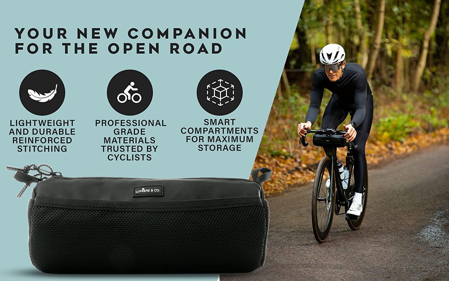 Lumiere & Co. Bike Handlebar Bag , Bike Bag , Bicycle Handlebar Bag , Bike  Front Bag, Mountain Bike Storage , Front Frame Storage , Bicycle  Accessories , Bike Pouch for Bicycle Black