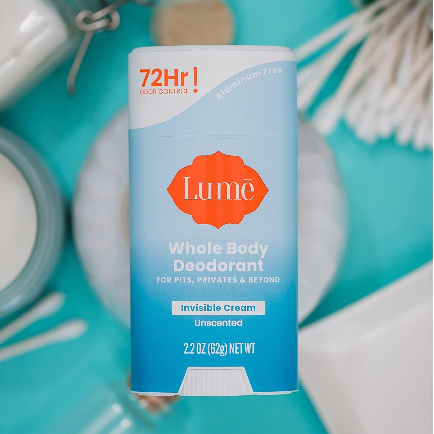 Lume Whole Body Deodorant Invisible Cream Stick 72 Hour Odor