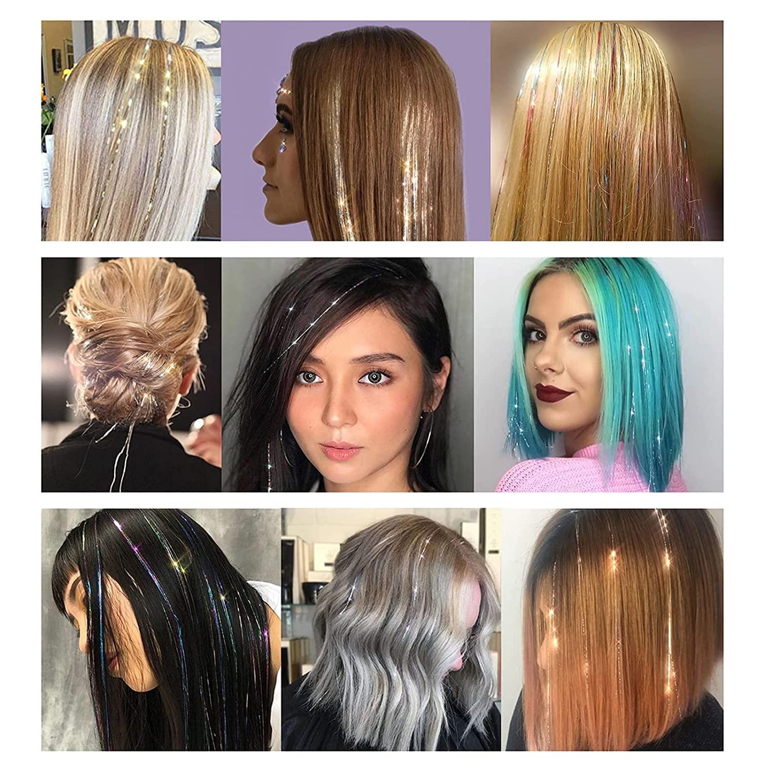 Hair Tinsel Kit, Tinsel Hair Extensions, 14 Colors Glittery Fairy