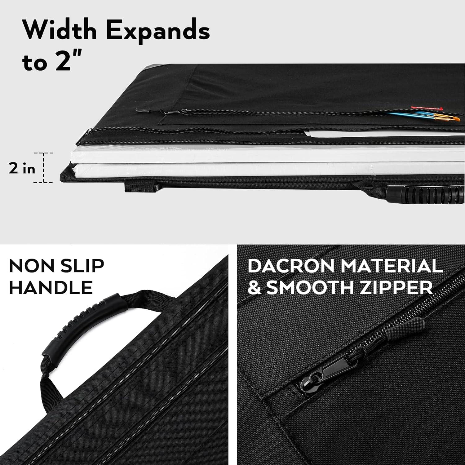 Nicpro Light Weight Art Portfolio Bag, 23x31 Black Art Canvas Portfolio  Case with Detachable Shoulder Strap, Leather Corners, Carrying Storage Case