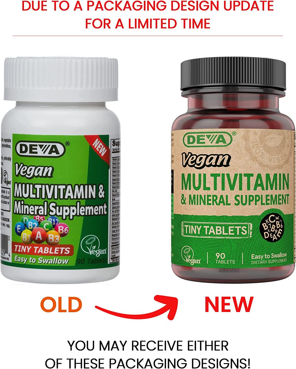 Deva Vegan Multivitamin, Mineral Supplement, Tiny Tablets, 90 Ct (2 Pack)