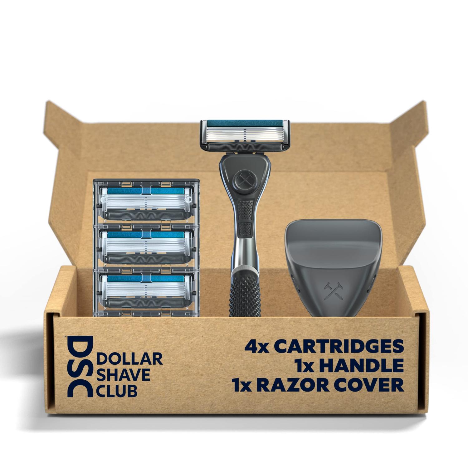 Dollar Shave Club 6Blade Travel Shaving Kit Diamond Grip Club Razor Handle, 6Blade Club