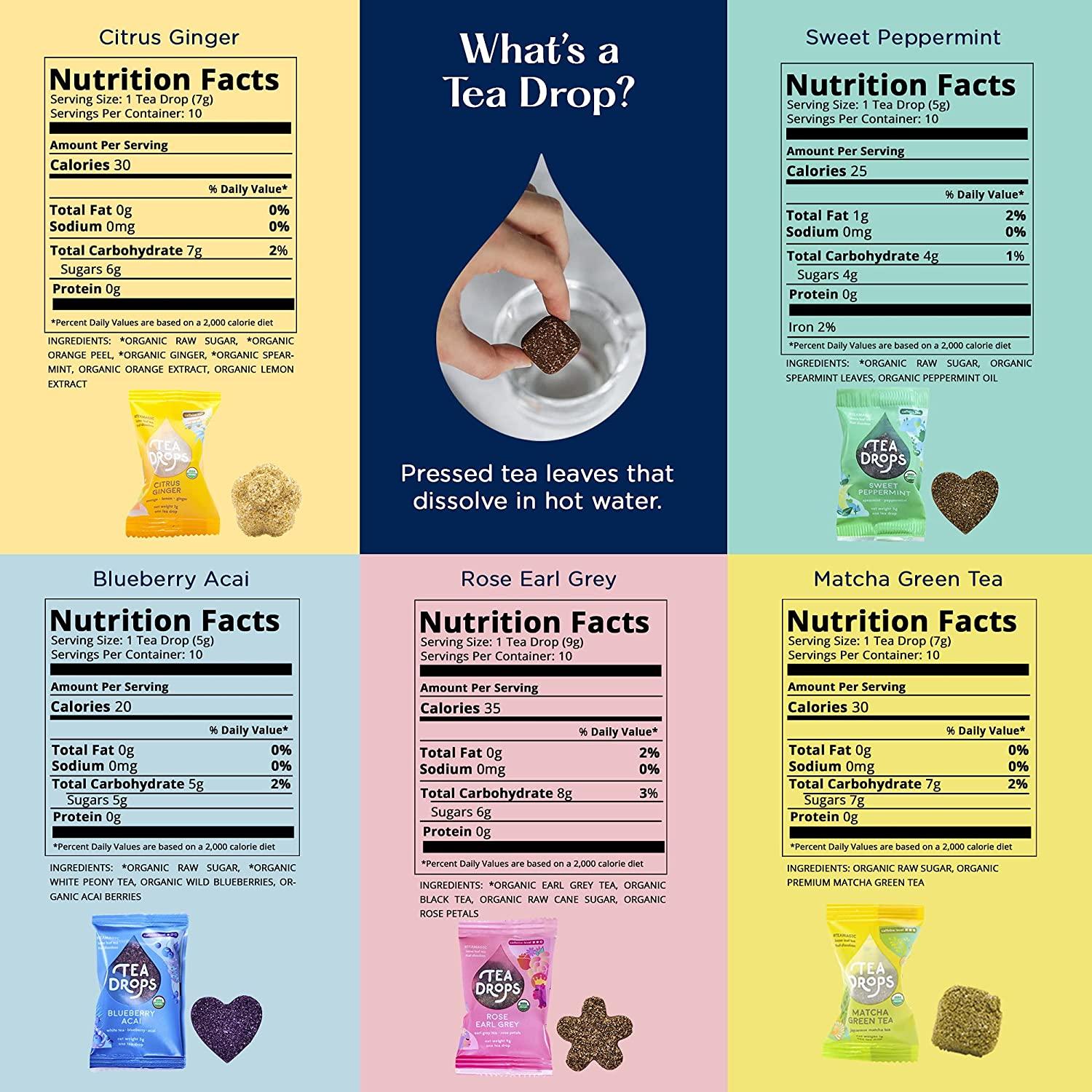 Tea Drops Lightly Sweetened Loose Leaf Tea Gift Box Bagless CafDecaf