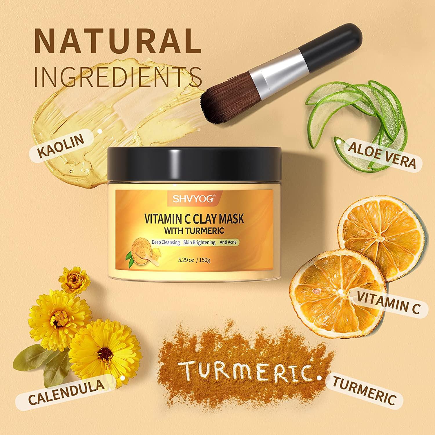 SHVYOG Turmeric Vitamin C Clay Mask Dark Spot Treatment, Oil Control