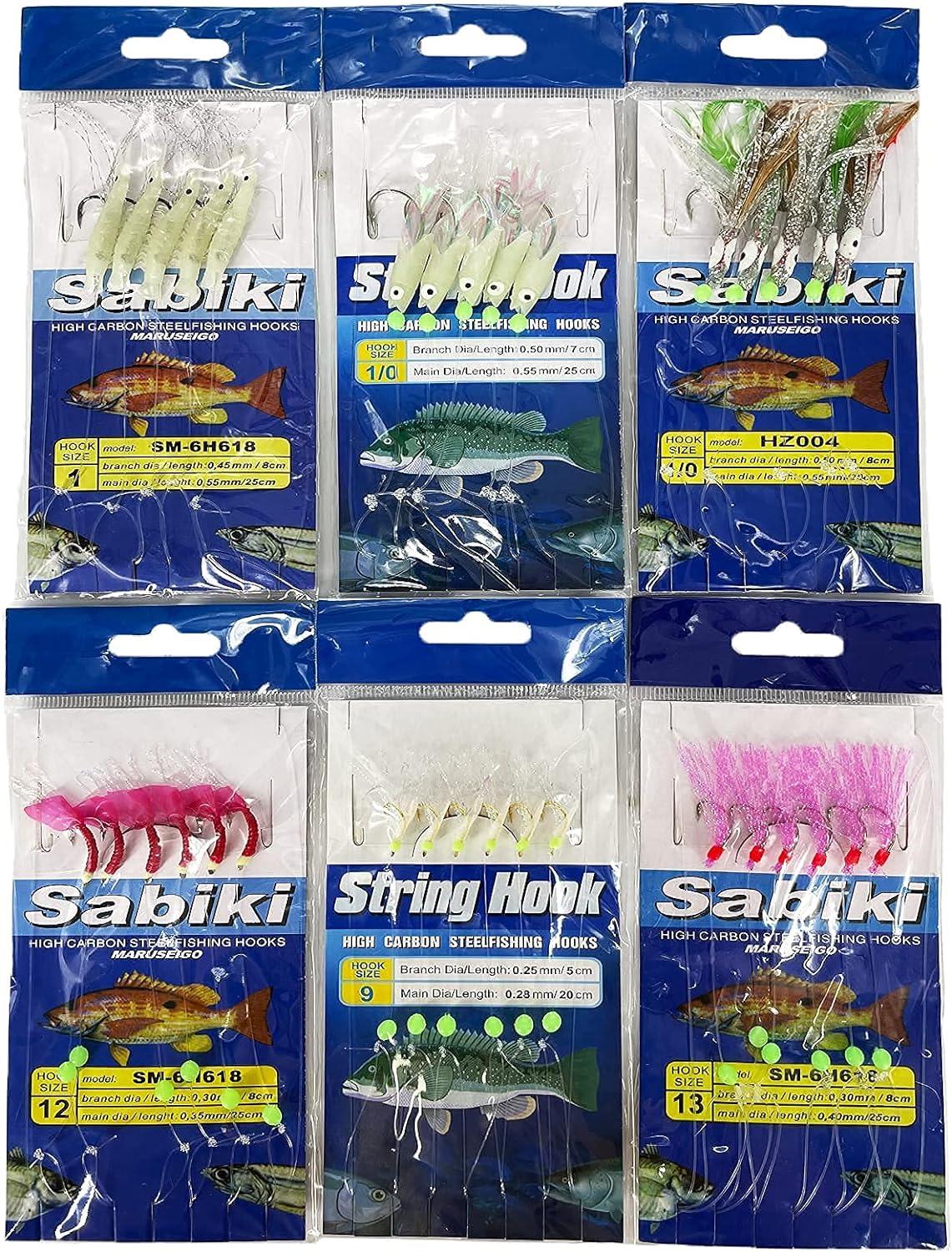 Skipaelf Sabiki Rigs Set 20 Packs Fishing Bait Rigs Luminous Sabiki Rig  with Sharp Hooks Soft Shrimp Lure Surf Fishing Rigs Saltwater 20pack