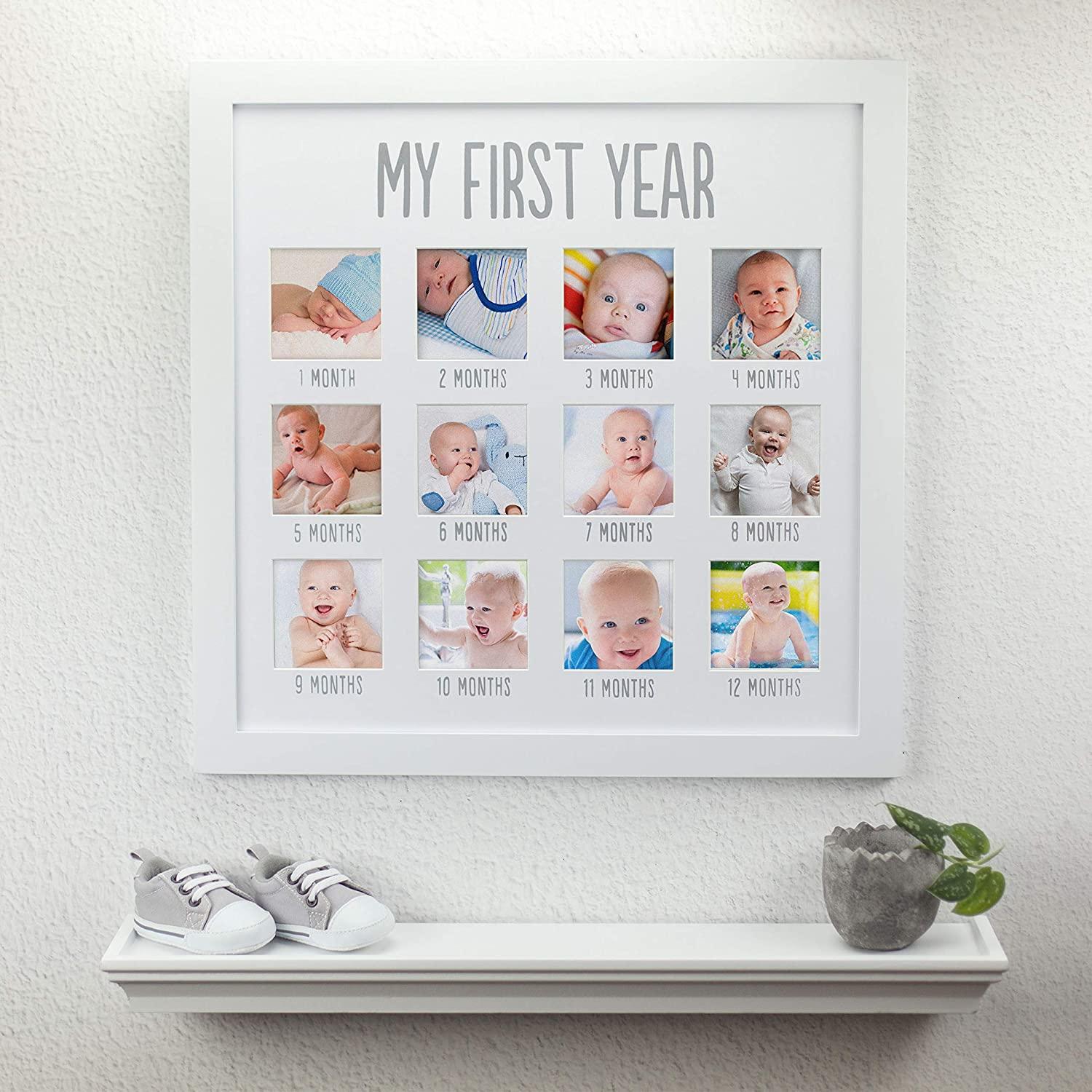 Pearhead My First Year Photo Moments Baby Keepsake Picture Frame, Babys