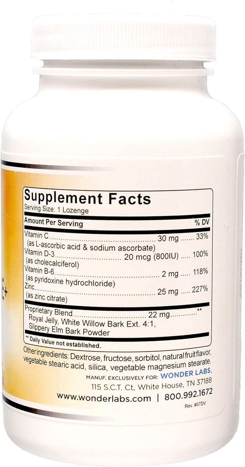 Zinc Lozenges with Vitamin C Fruit Flavored Immune Support 25mg