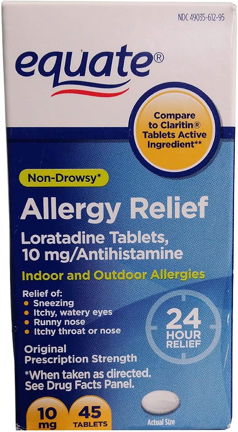 Equate Loratadine 10mg 45ct NonDrowsy 24Hour Allergy Relief