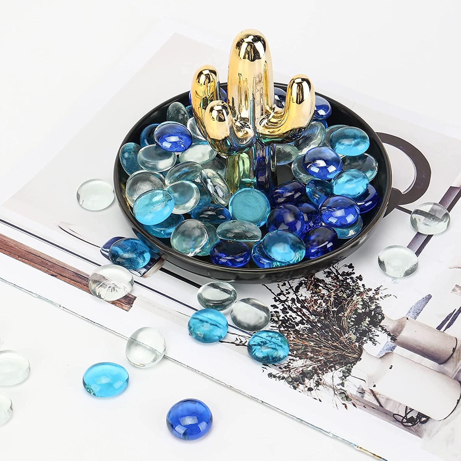 FUTUREPLUSX Flat Glass Marbles 5Lb, 500PCS Premium Blue Mixed Color Flat  Gems Decorative Glass Stones Vase Filler Beads Table Scatter Decor  Multicolor