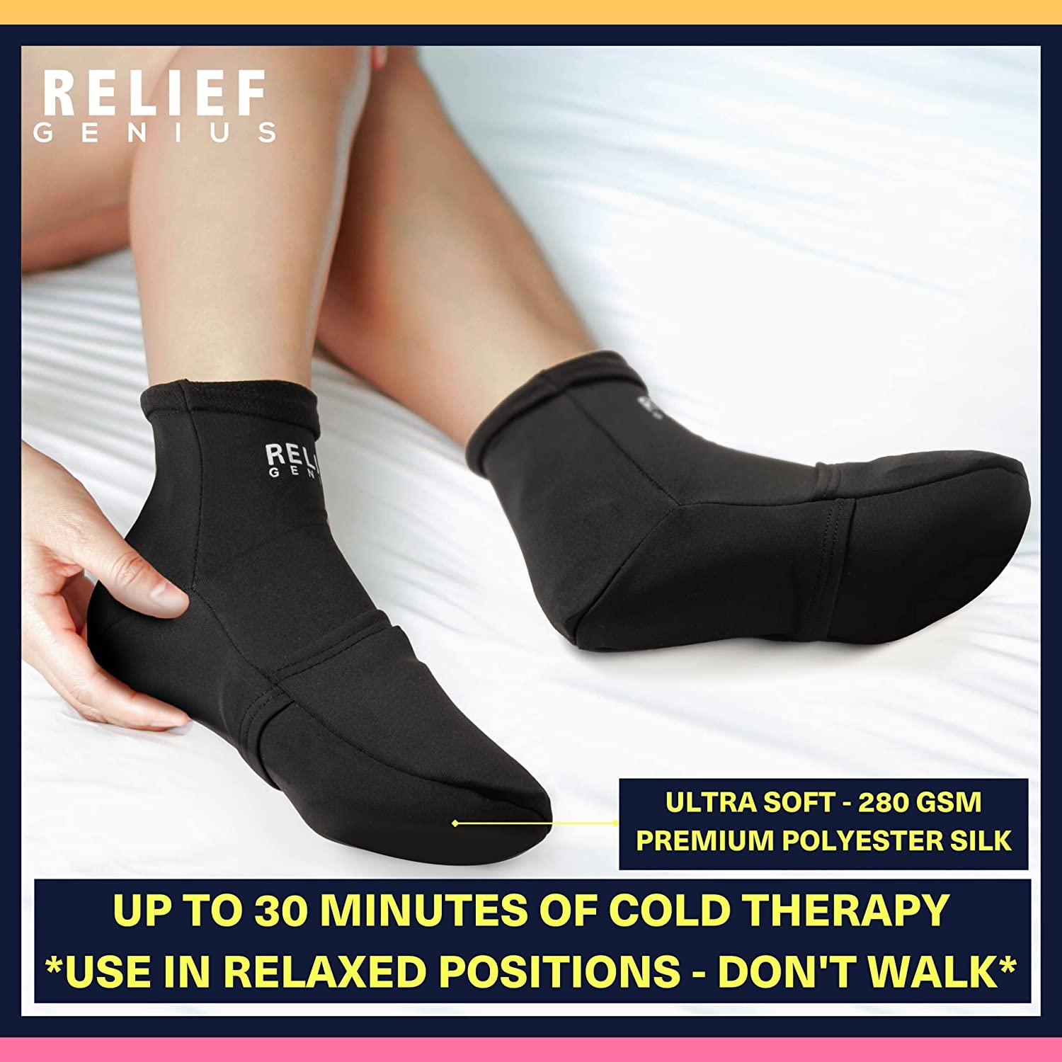 Relief Genius Cold Therapy Socks with Reusable Gel ice Packs Achieve