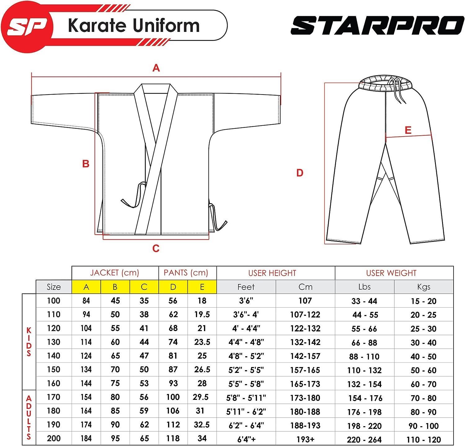 Starpro Judo Uniform Gi - Vechtsport Karate Gevechtstraining 350 gm 100-200 cm Mannen en Vrouwen 100% Wit Katoen Wordt Geleverd Zonder Riem