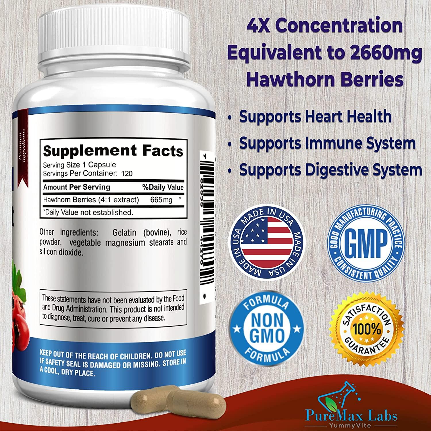 Hawthorn Berry Extract 41 (120 Capsules) Supports Healthy Blood