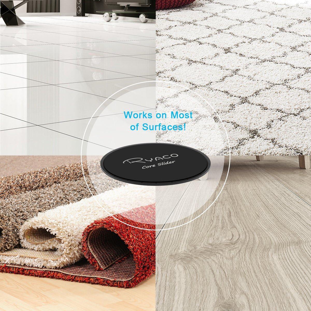 RYACO Core Exercise Sliders - Dual Sided Gliding Discs With Carry Bag For Carpet Or Hardwood Floors Home Abdominal Total Body Workout Equipment Black