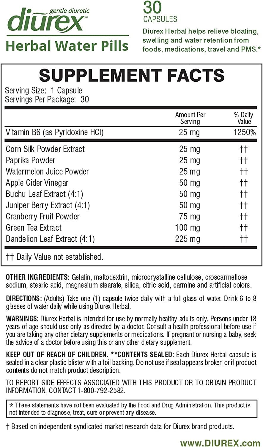 Diurex Herbal Water Pills Drug Free Water Bloat Relief Effective