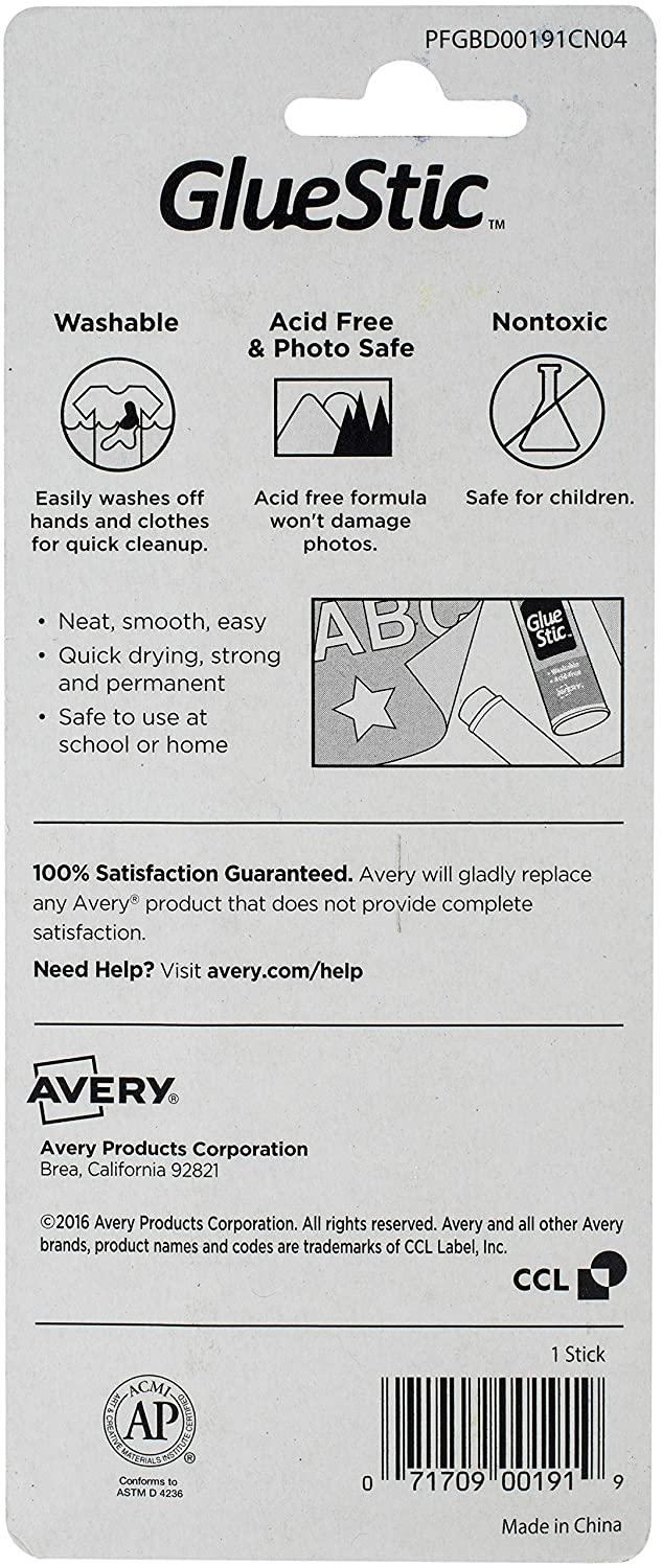 Avery Glue Stick White, Washable, Permanent, 1 Per Pack, 6 Packs, 6 Glue  Sticks Total (00191)