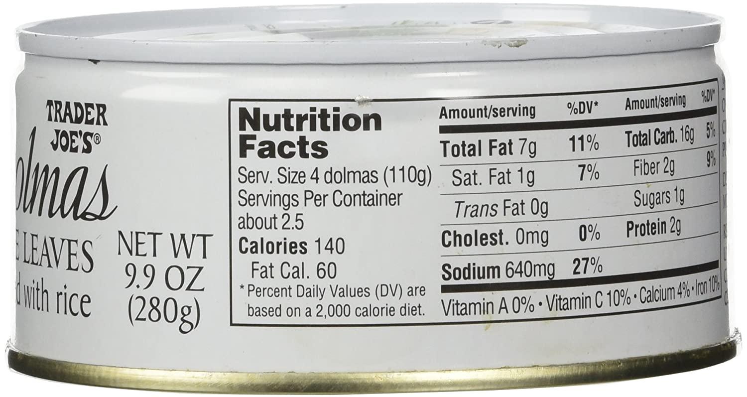 Trader Joes Dolmas Vine Leaves Stuffed with Rice (Pack of 2)