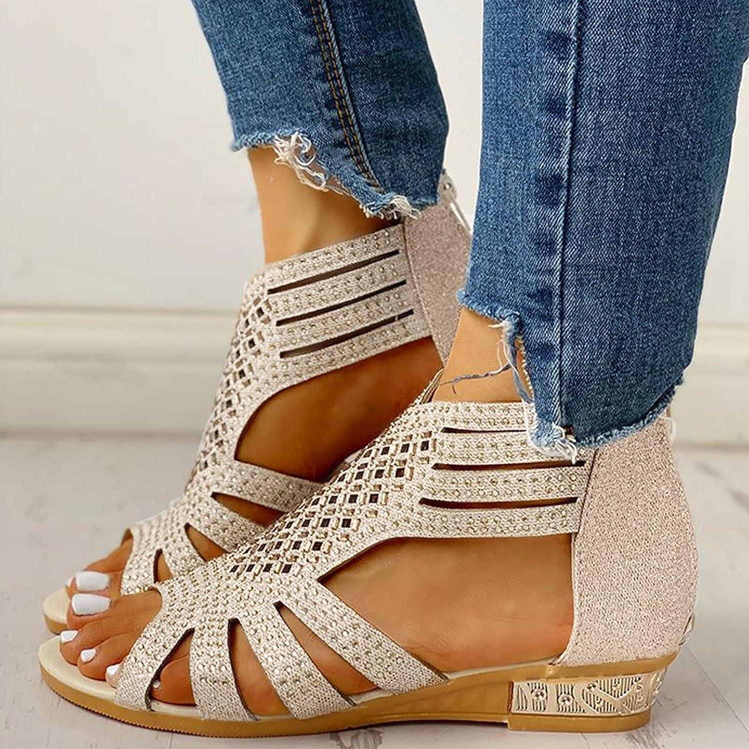 Women's jeweled flat sandals hot sale