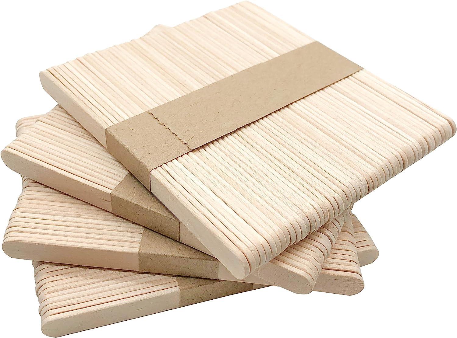 200 Piece Craft County Flat Natural Wood Craft Sticks Popsicle