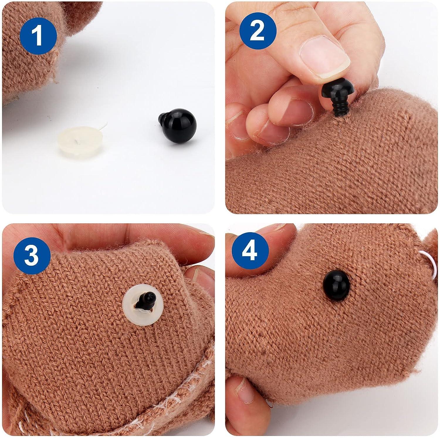 Large Safety Eyes for Amigurumi Crochet 18-30mm - RuWfpz 4 Sizes Stuffed Animal Eyes with Washers, 80pcs Black Plastic Crochet Safety Eyes for Crafts