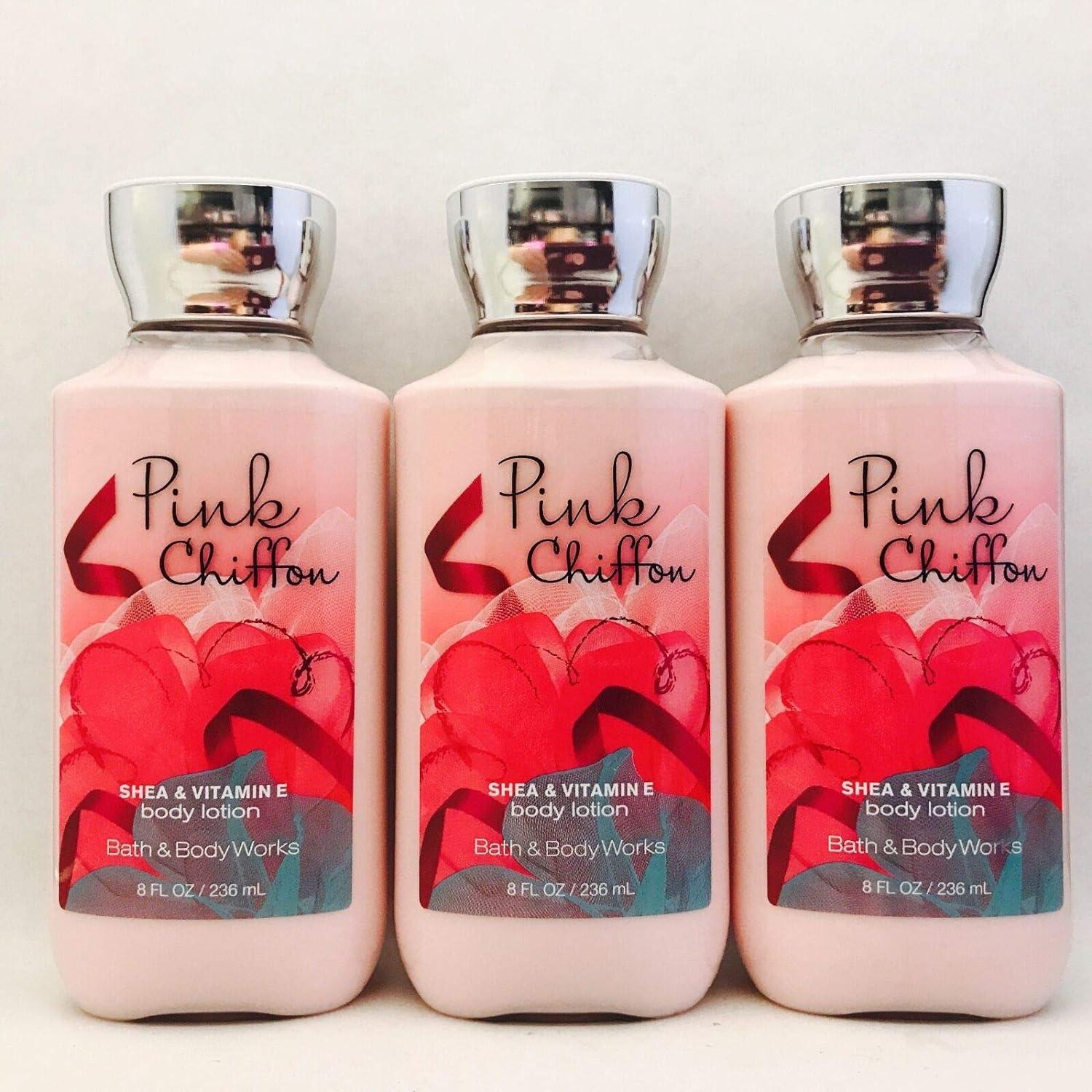 Bath and Body Works Pink Chiffon Body Lotion 8 oz (3 Pack
