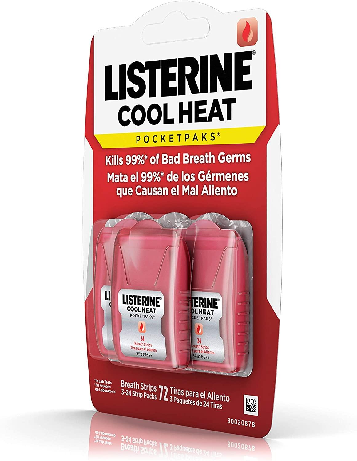 Listerine Cool Heat Pocketpaks Breath Strips for Oral Care, Kills Bad