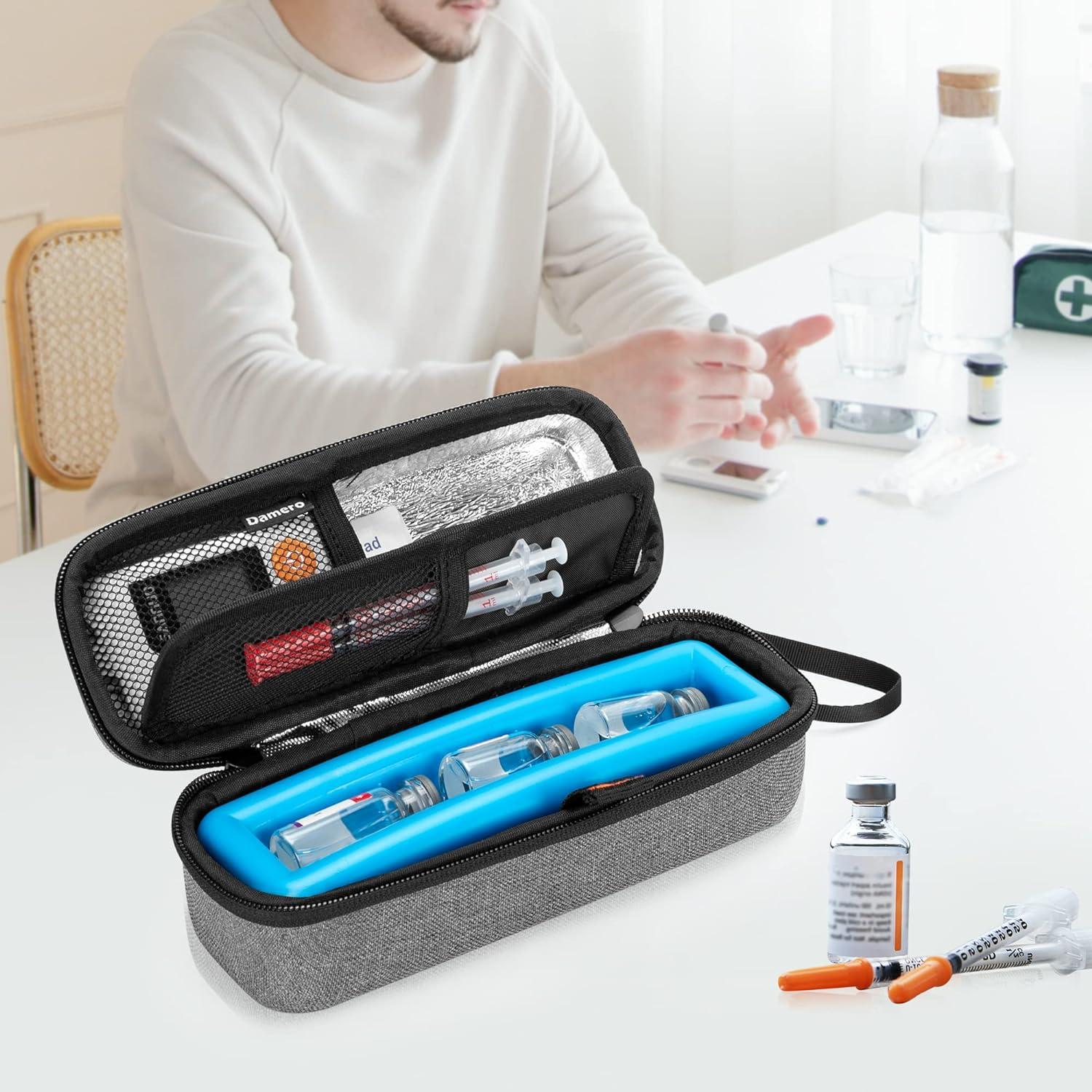 Damero Insulin Vial Carrying Case Diabetic Travel Case Medicine Cooler Bag with Ice Pack for