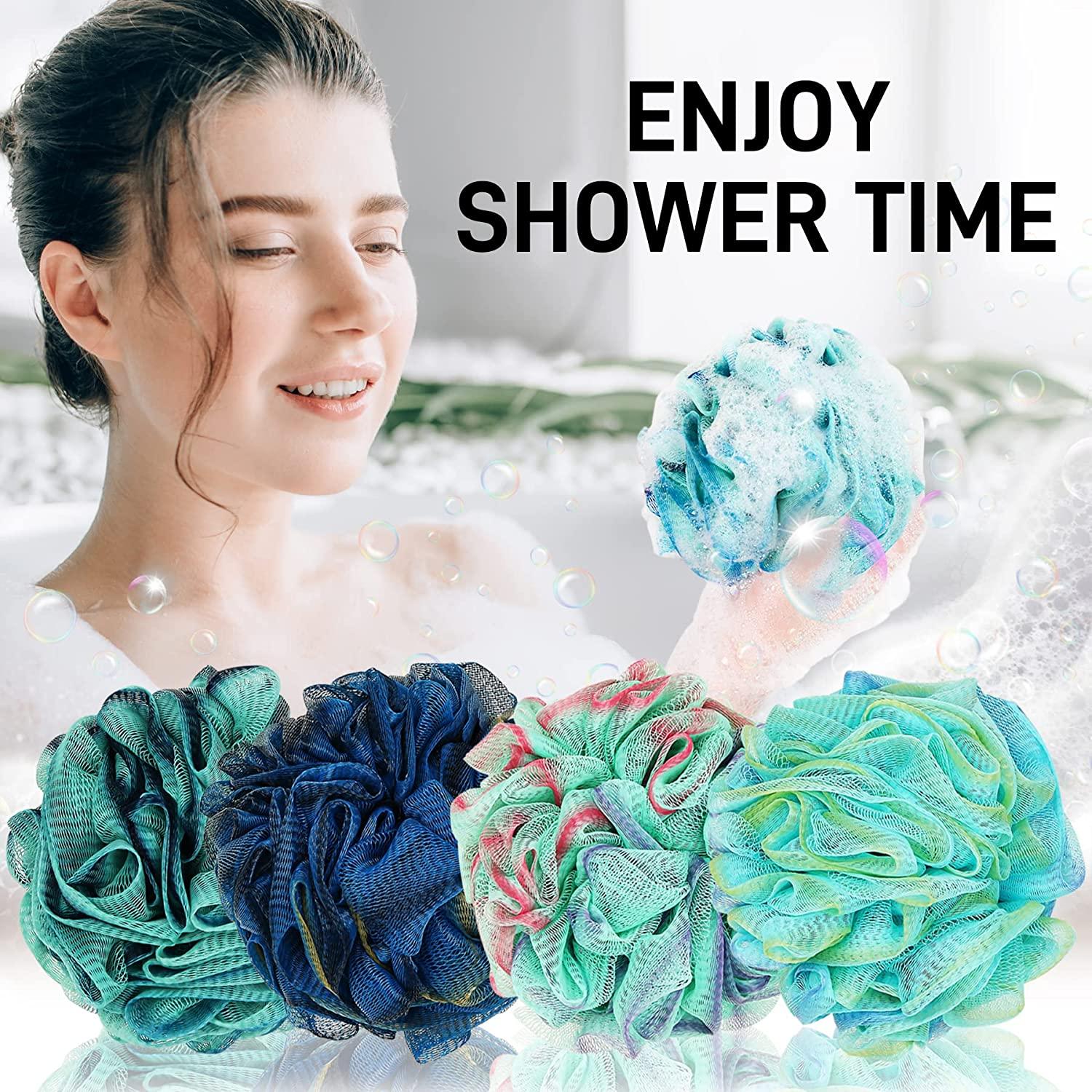Shower Loofah Bath Sponge XL 75g - 4 Pack Large Soft Nylon Mesh