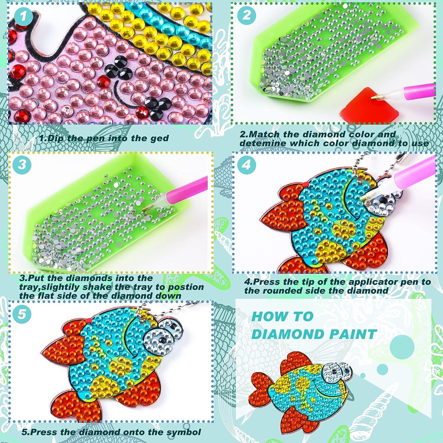 Diamond Painting Kits for Kids, Full Drill Gem by Number Kits Arts and  Crafts for Kids Ages 8-12, DIY 5D Diamond Painting Keychain Kits for Girls  Boys