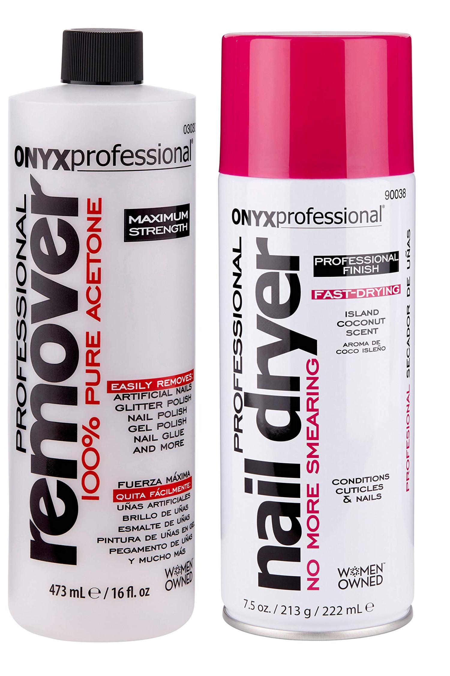 Onyx Professional 100% Acetone Nail Polish Remover 16oz & Nail Dryer ,