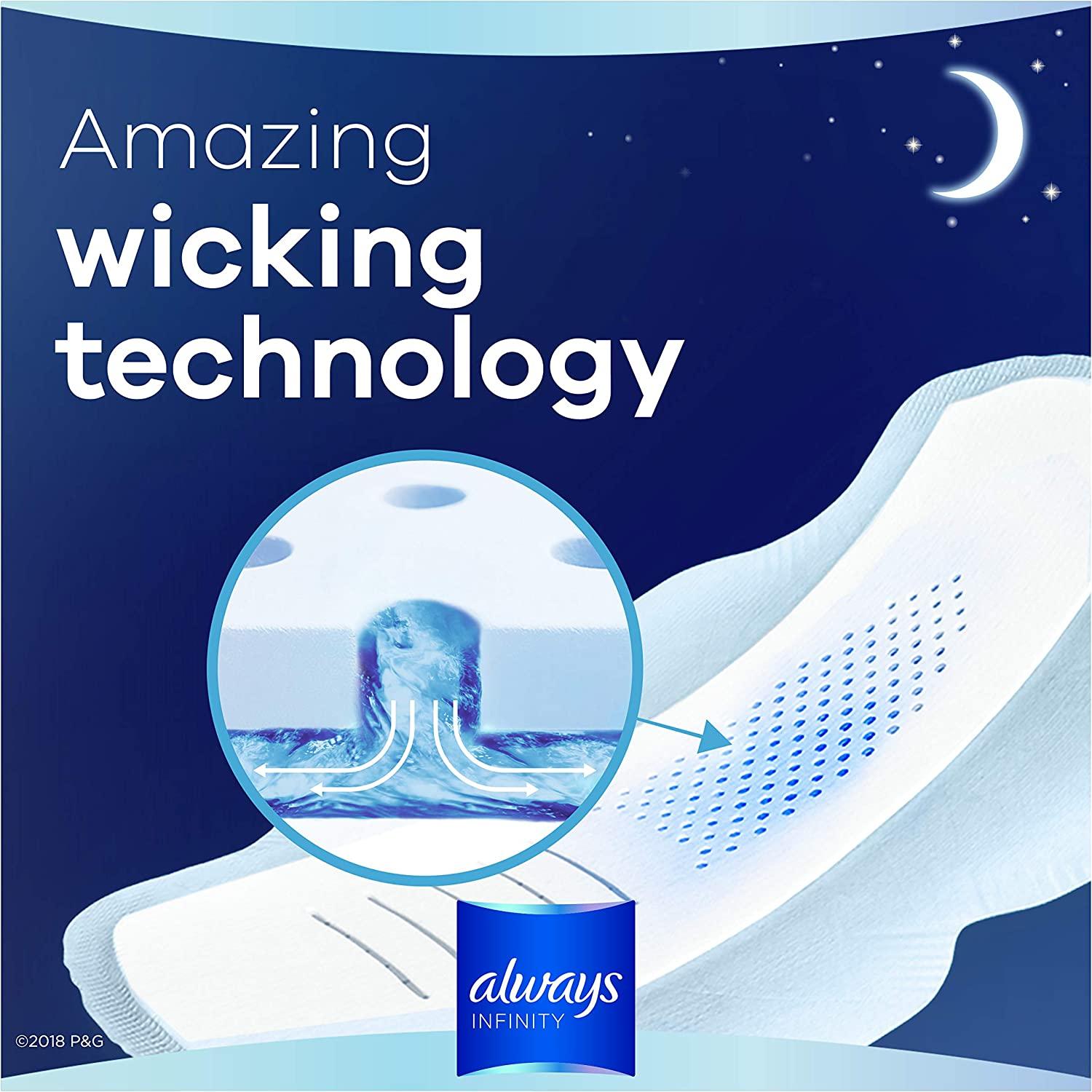 Always Infinity Feminine Pads For Women, Size 5 Extra Heavy Overnight