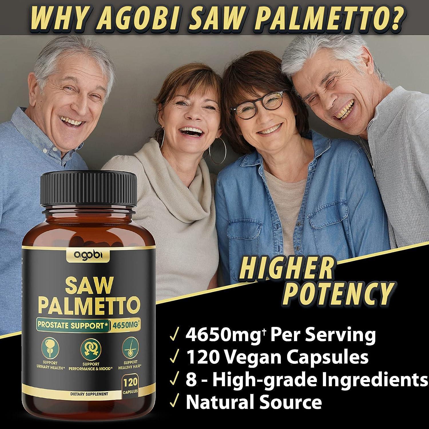 Saw Palmetto Prostate Support Supplement 8in1 Equivalent 4650mg With Ashwagandha Turmeric