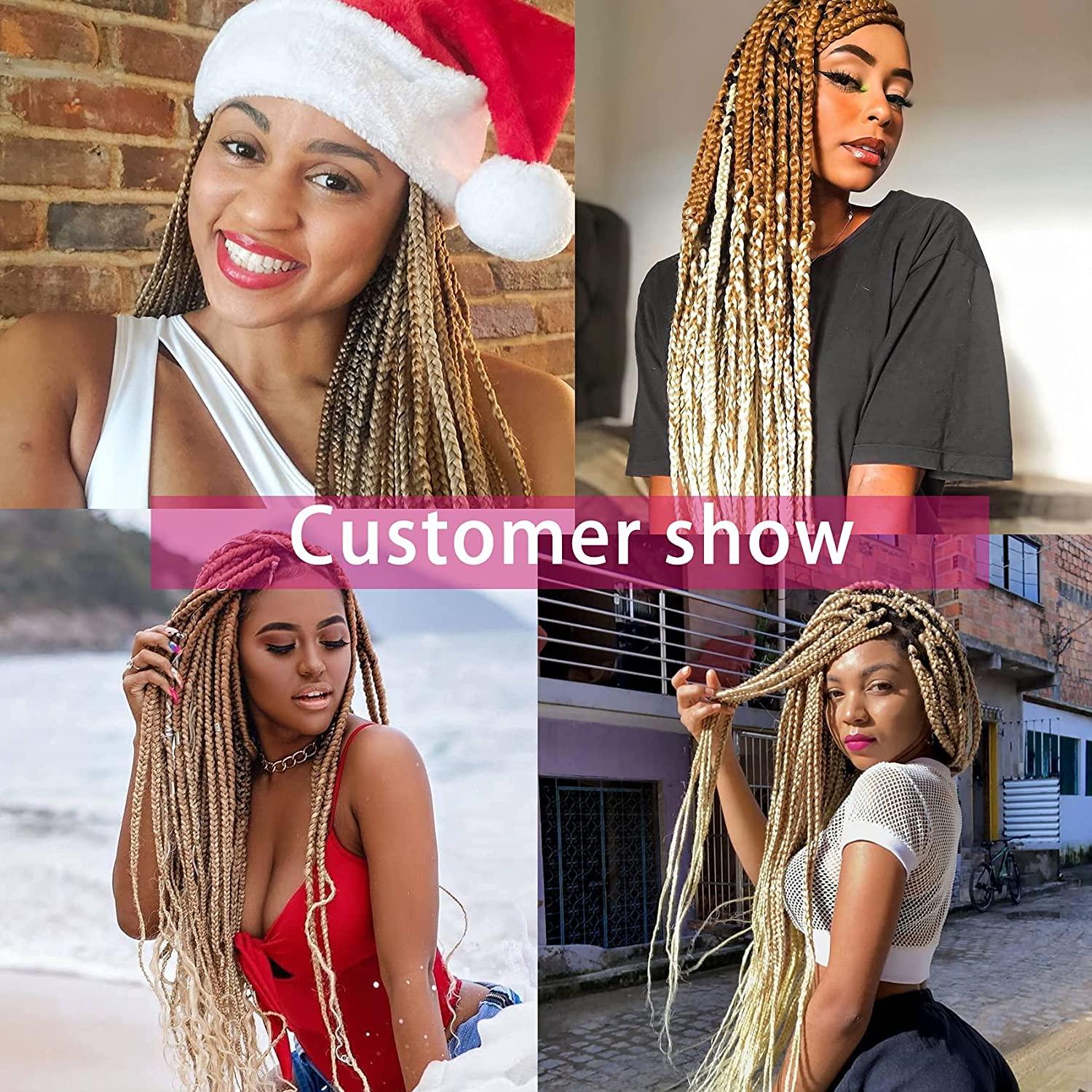 Braiding Hair Pre Stretched Ombre Braiding Hair 30 Inches 8 Packs/Lot 27/613  Color Professional Easy Braid Itch Free Yaki Hair Texture Hot Water Setting  Synthetic Long Braid Hair Extensions #T27/613