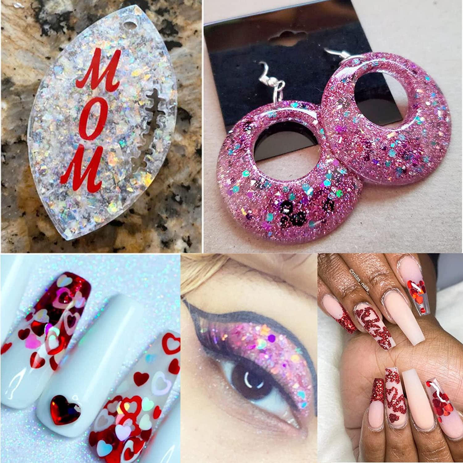 4 Boxes Iridescent Nail Glitter Sequins Set Heart Star Butterfly Shapes  Glitters Flakes Sticker Manicure Accessories for Acrylic  Nails/Resin/Crafts/Makeup Pink Valentines
