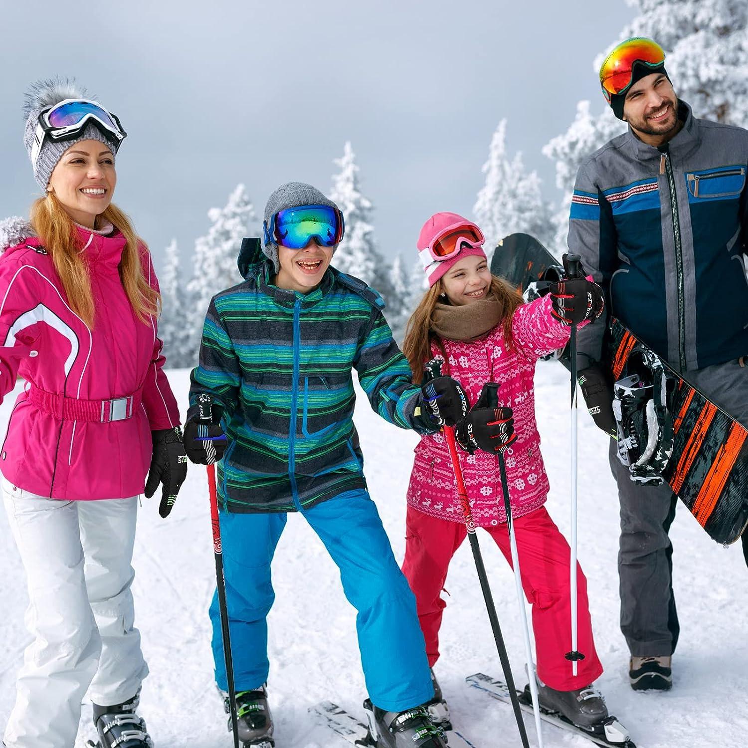 Bencailor 4 Pair Ski Gloves for Men Women Kids Snow Windproof Gloves Winter  Warm Non Slip Gloves Breathable Snowboard Gloves (Bright Style)