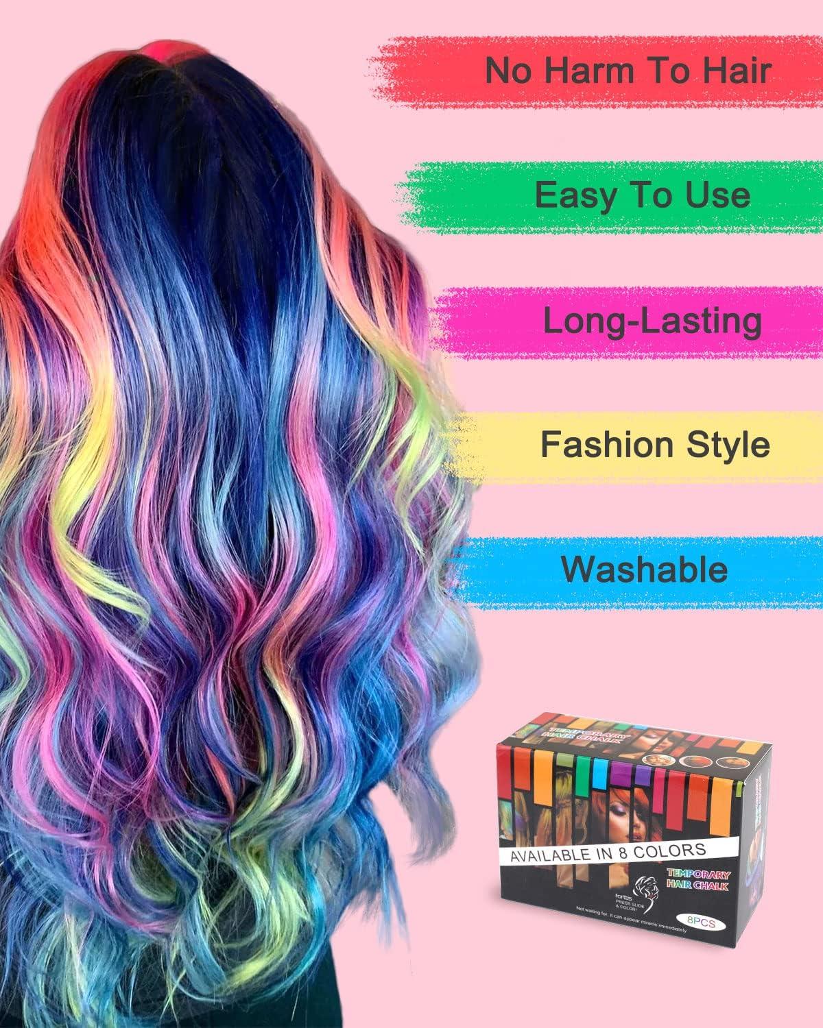 Hair Chalks for Girls 8 Pcs Washable Hair Chalk Dye for Kids Portable