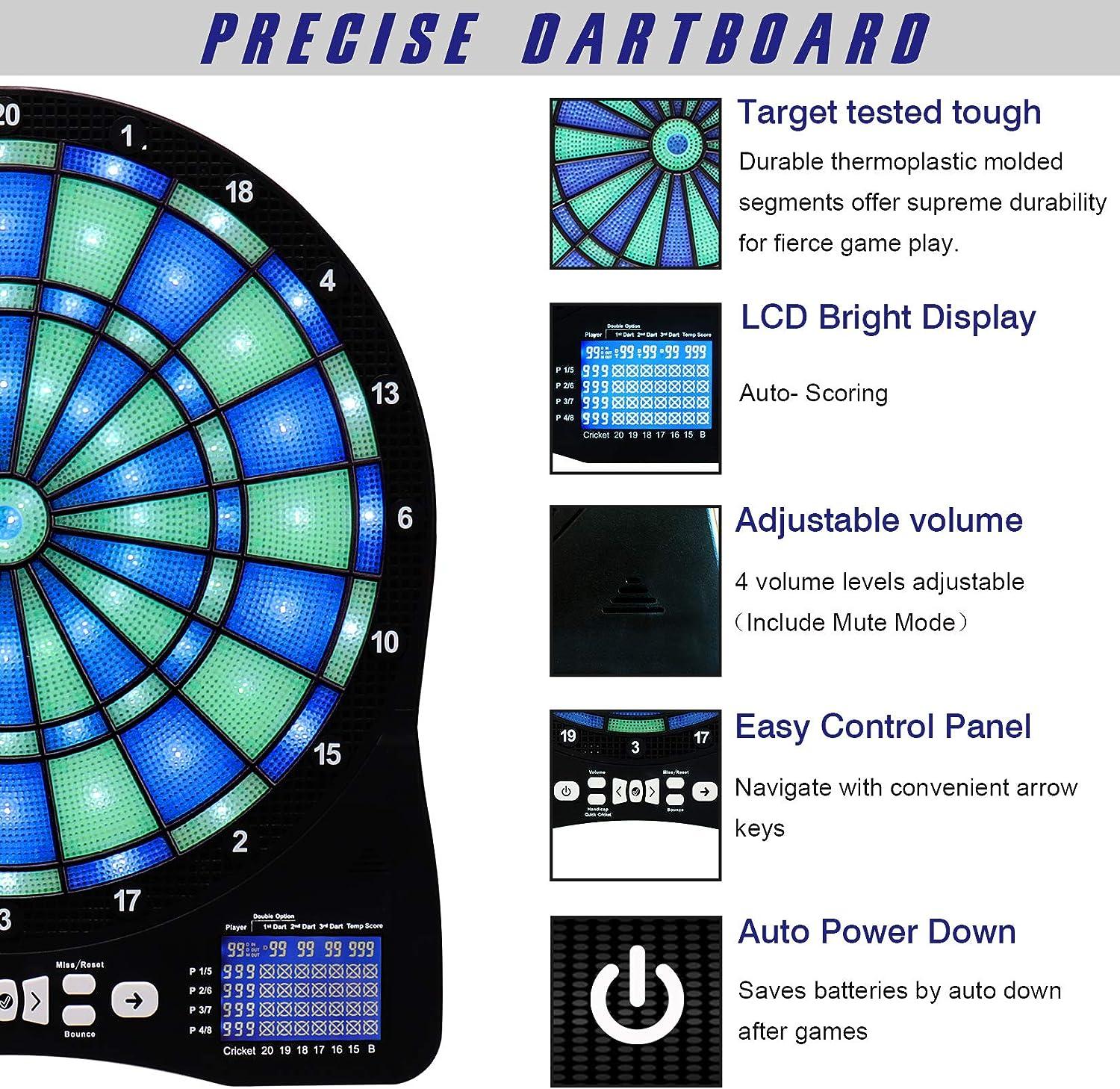 Turnart Electronic Dart Board,13 inch Illuminated Segments Light Based