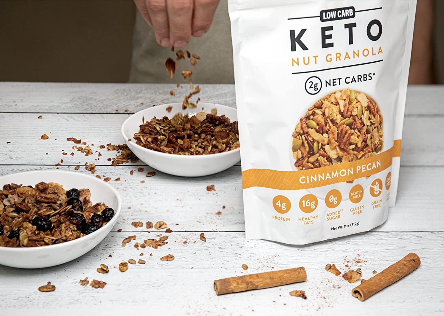 NuTrail Keto Nut Granola Low Carb Healthy Breakfast Cereal (11 oz) 2g Net Carbs, Almonds