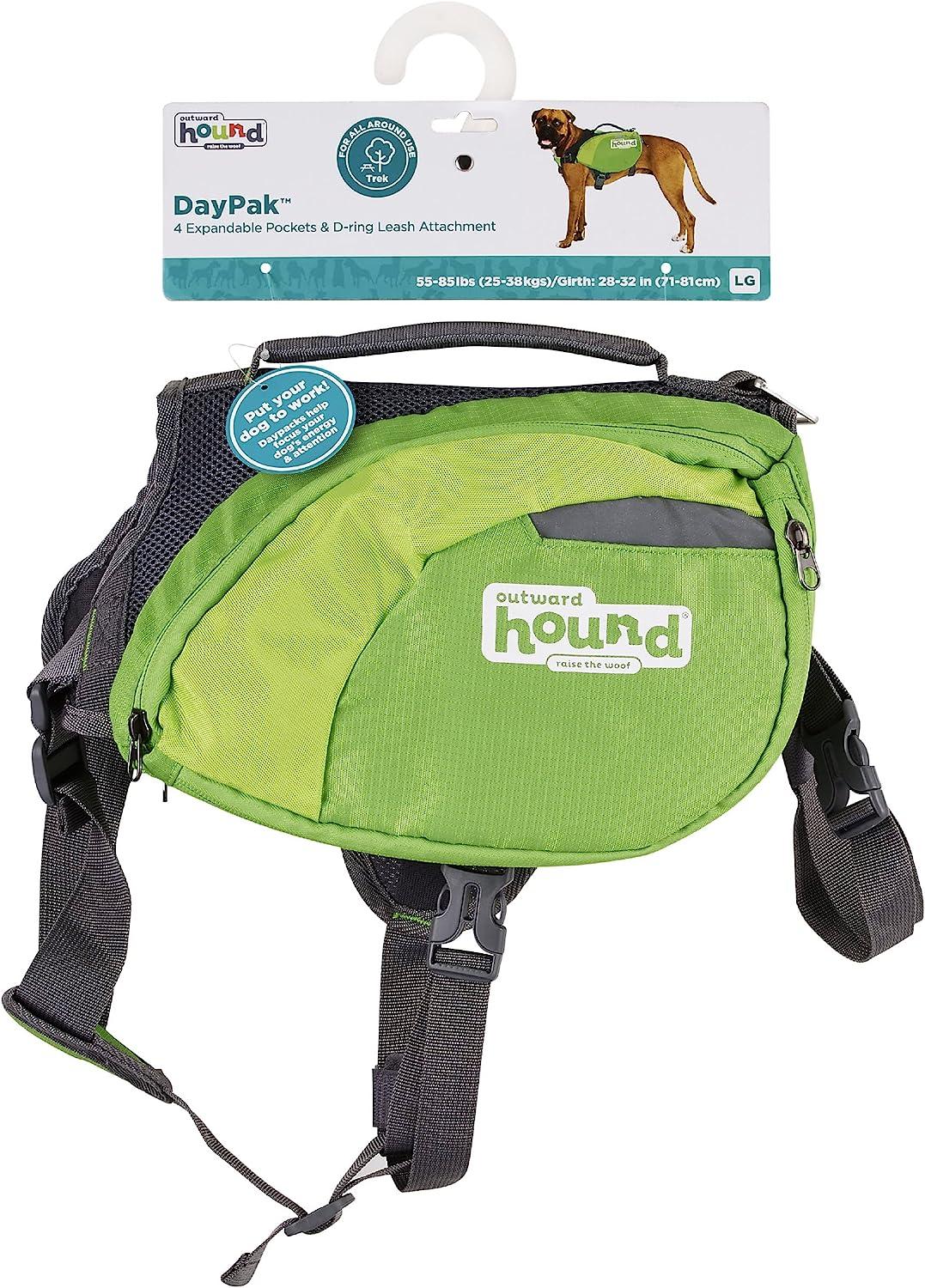 Outward Hound DayPak Green Dog Saddleback Backpack, Medium