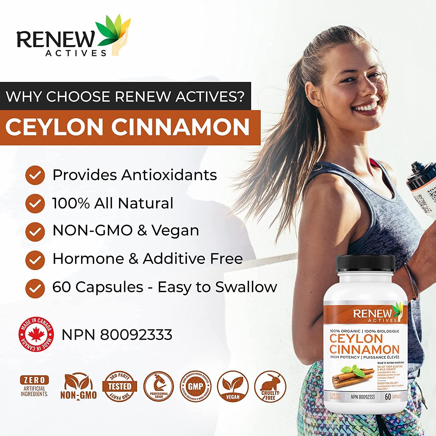 Organic Ceylon Cinnamon Supplement Capsules All Natural Vegan Cinnamon