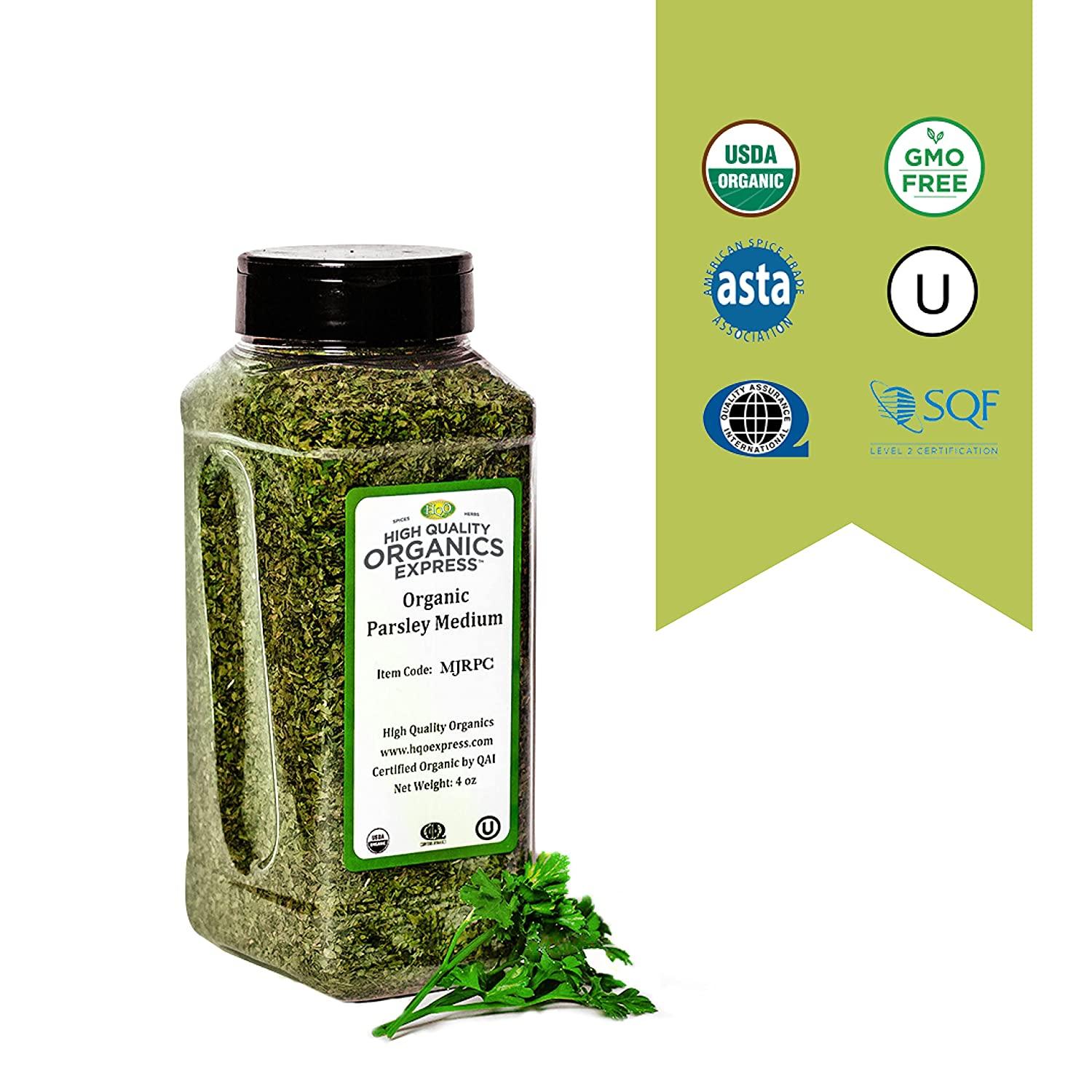 HQOExpress Organic Parsley Flakes Leaf 4 oz. Chef Jar Certified USDA