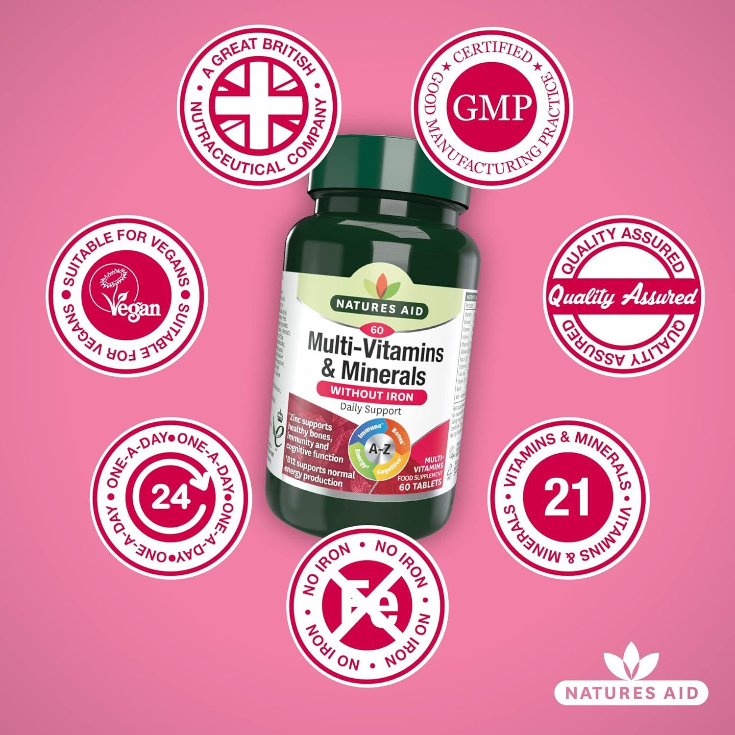 Natures Aid MultiVitamins and Minerals 60 Tablets (Without Iron Onea