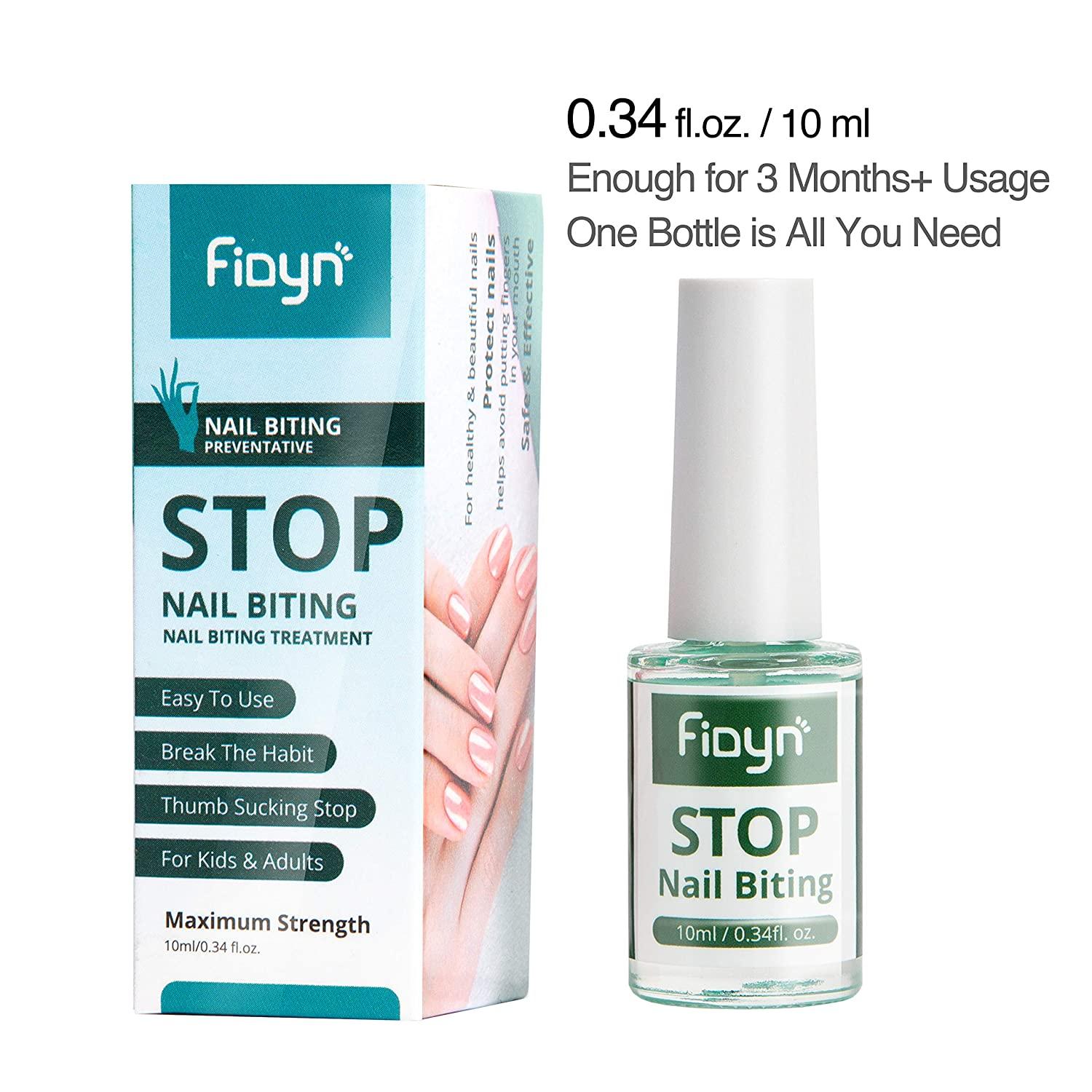 Fidyn No Bite Nail Polish, Nail Biting Treatment with Bitter Polish to Help  Adults to Quit Nail Biting For Life and Also Help Stop Thumb Sucking For  Kids - 10 ml/ fl. oz
