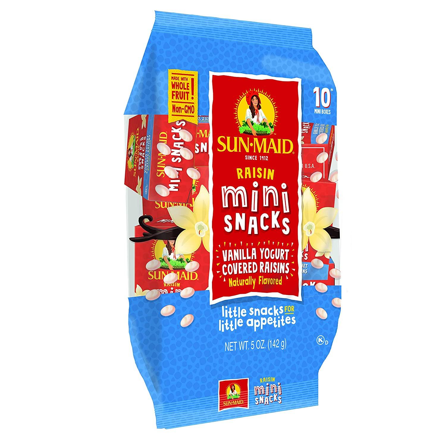 SunMaid Vanilla Yogurt Raisin Snacks Pack of 10, 0.5 oz. SnackSize