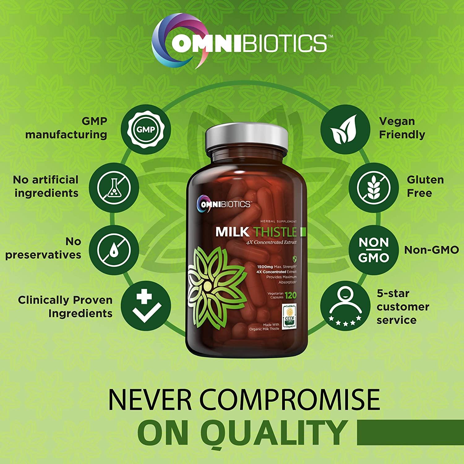 Organic Milk Thistle Capsules, 1500mg 4X Concentrated Extract with