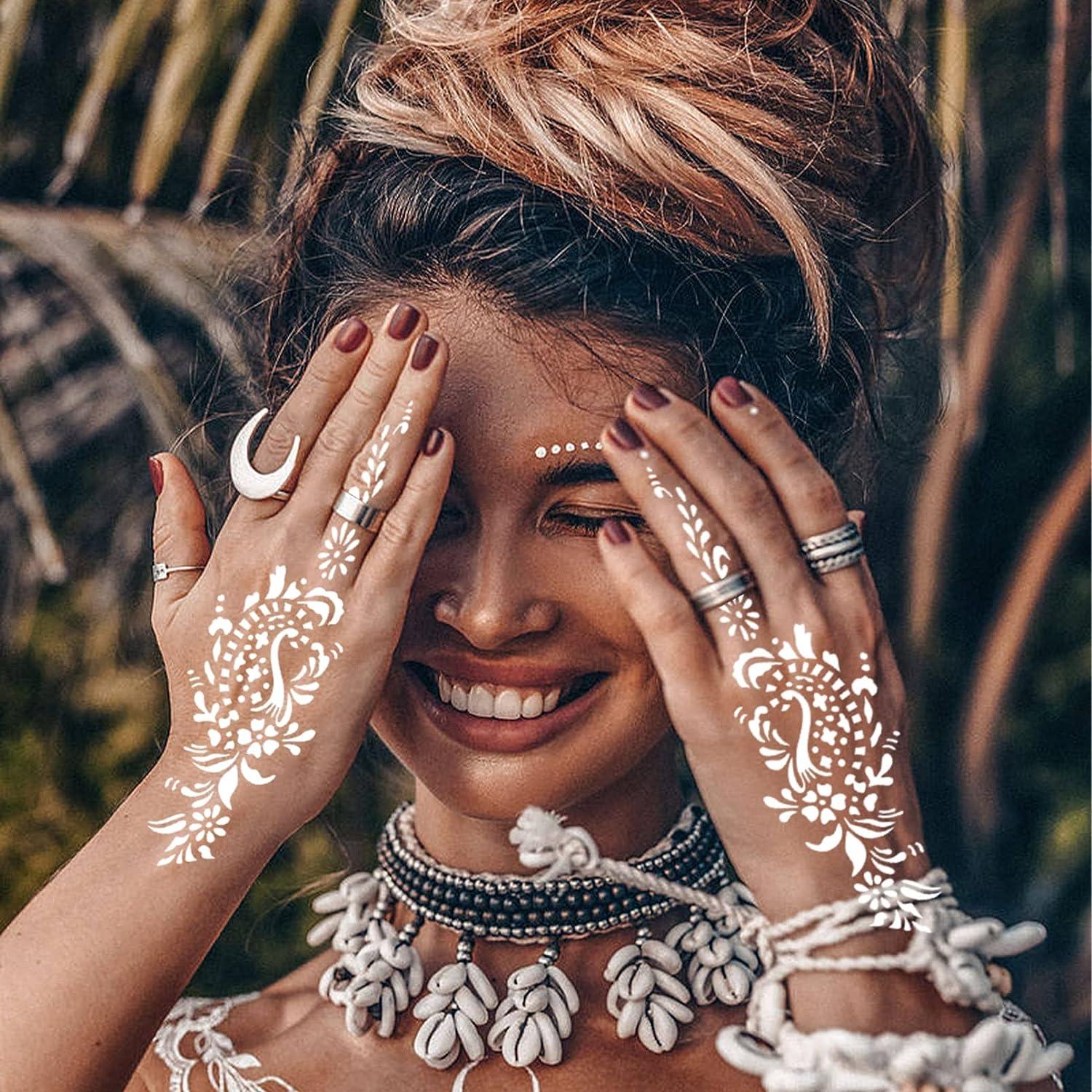 Henna Tattoo Stencil Reusable Temporary Indian Arabian Glitter