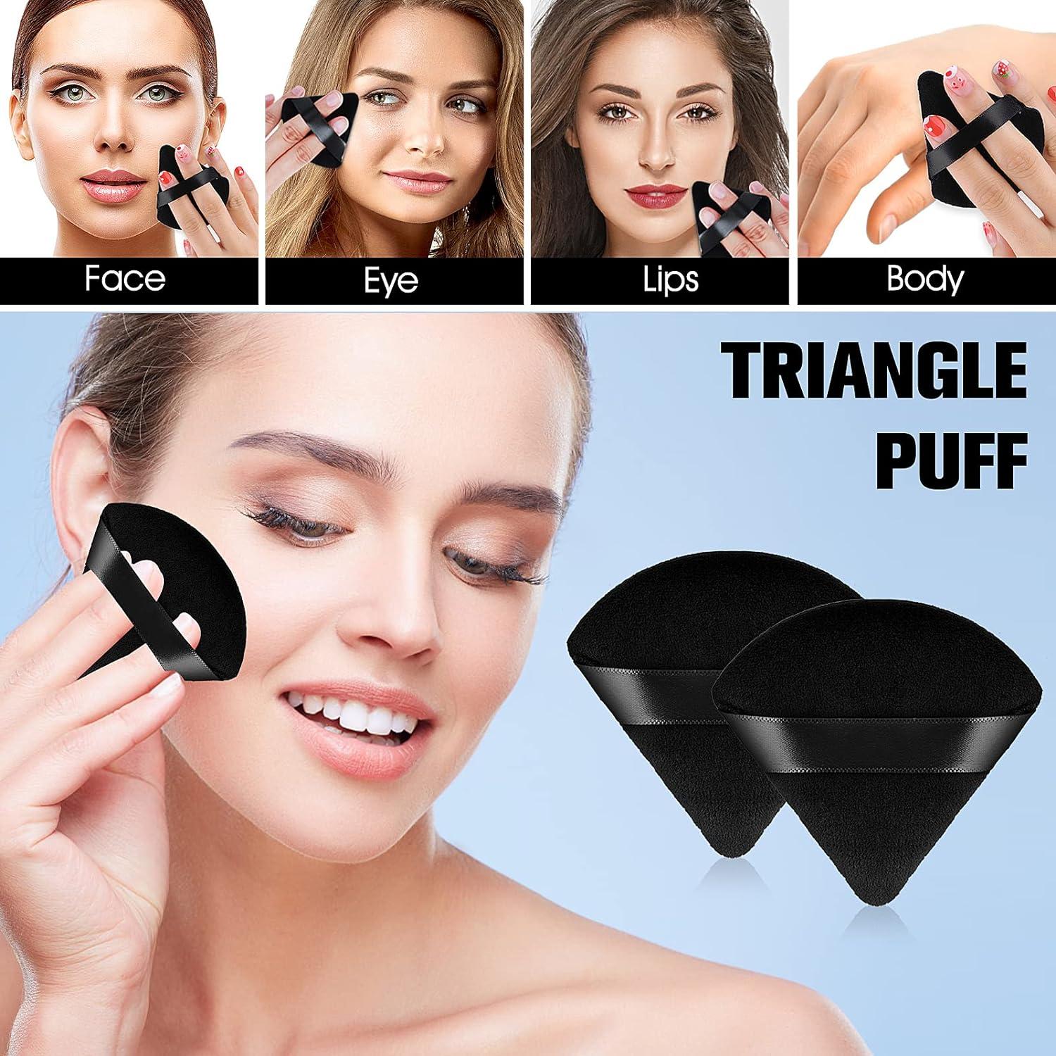 12pc Triangle Powder Puff Makeup Sponges with Strap - Soft Velour ...
