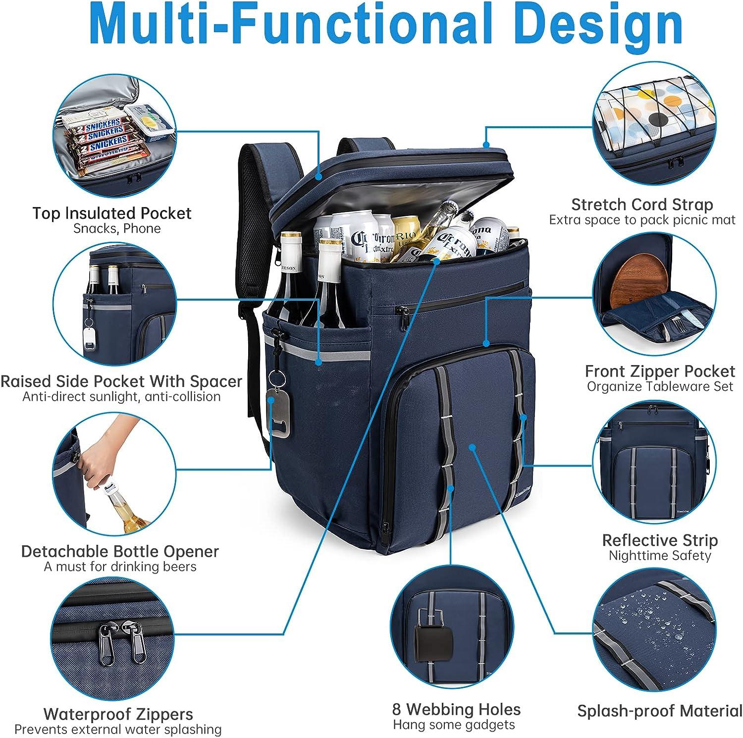 Nirelief Backpack Cooler Large Capacity Cooler Bags Insulated Waterproof ＆ Leakproof - View #3