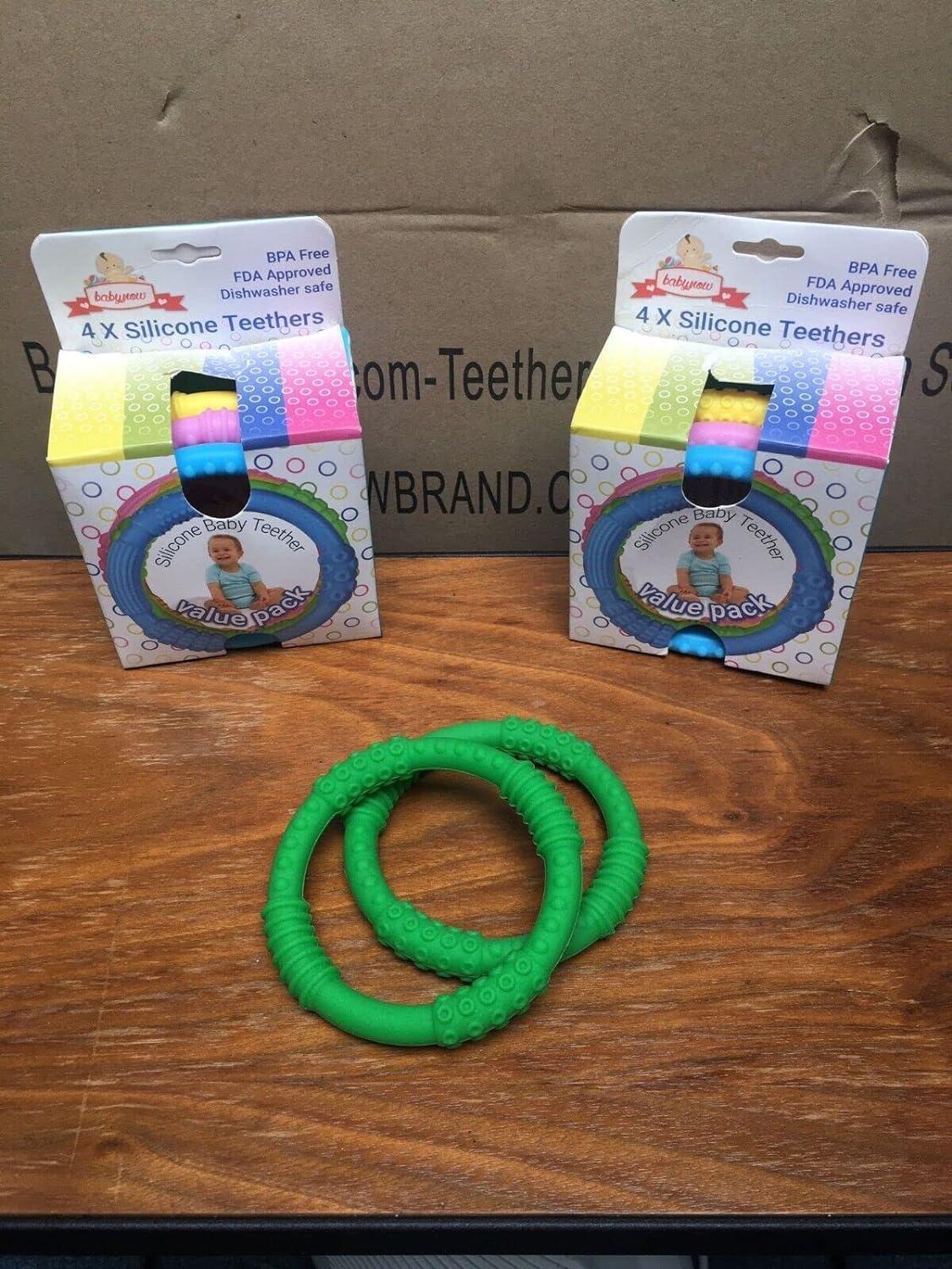 San Sero Teething Rings Set of 2 Pack Soothe Gum Pain with Sensory