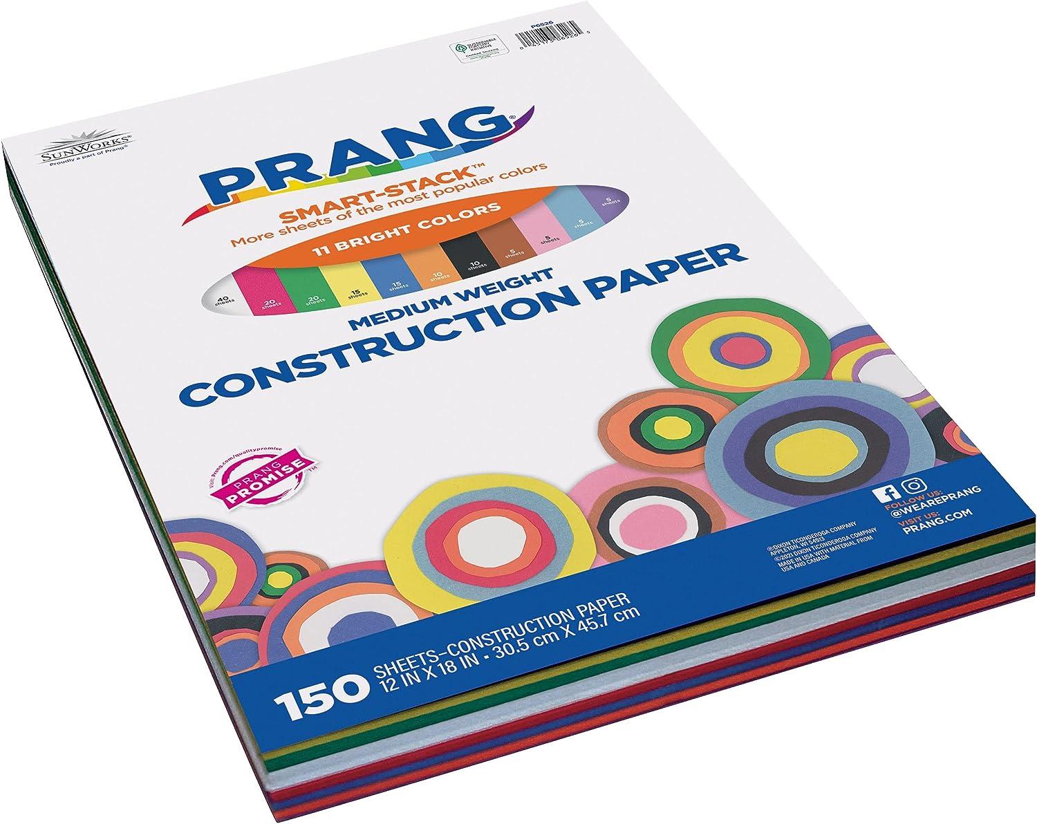Prang (Formerly SunWorks) Smart-Stack Construction Paper 11 Assorted Colors  12 x 18 150 Sheets